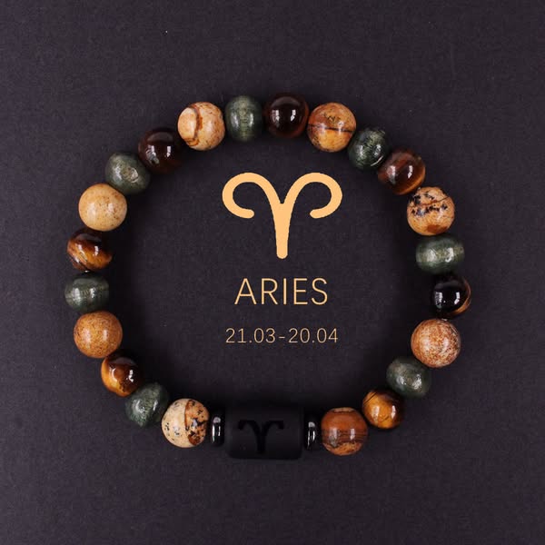 Twelve Constellations Natural Stone Beaded Bracelet