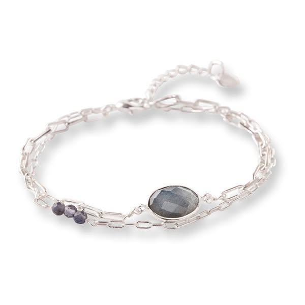 Affinity Labradoriet Ioliet Verzilverde Armband
