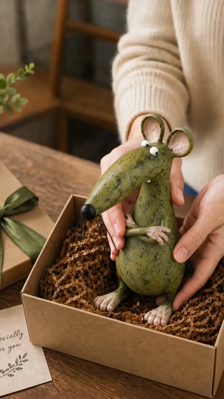 Whimsical Vintage Mouse & Cat Figurine