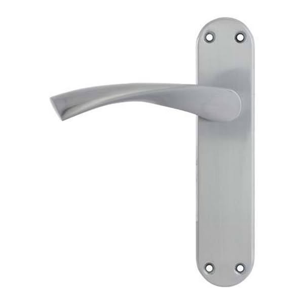 Darcel - Moselle Lever Latch Handle On Back Plate, Satin Chrome - DCMOLT-SC