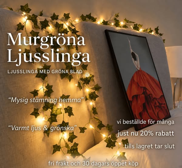 Murgröna Ljus – Ljusslinga med Gröna Blad