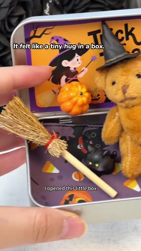 Cute Halloween Teddy Bear in a Box
