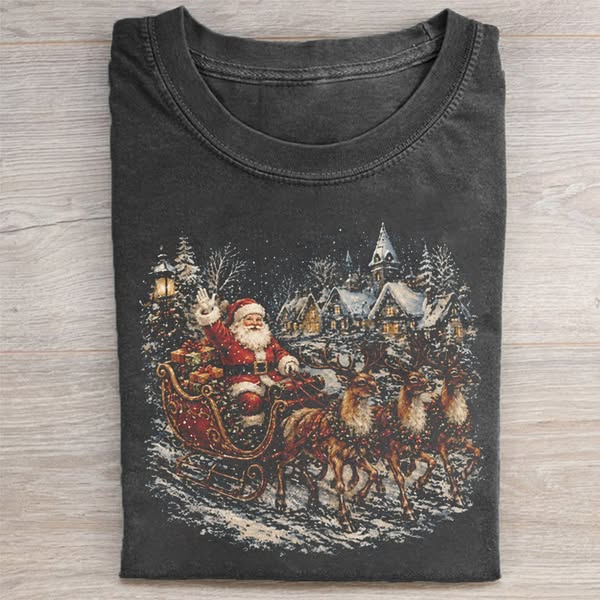Vintage Santa Sleigh Christmas T-shirt
