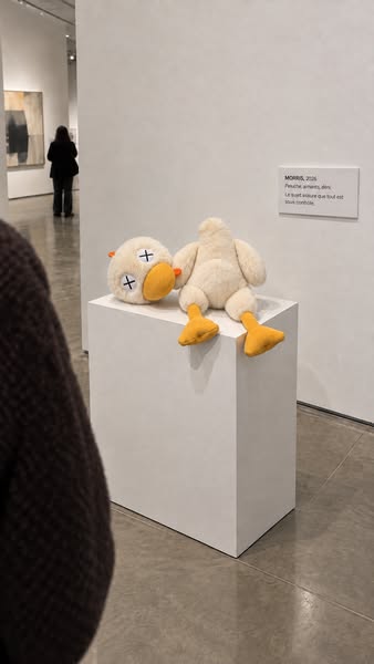 Morris, 2026. Peluche, aimants, déni.