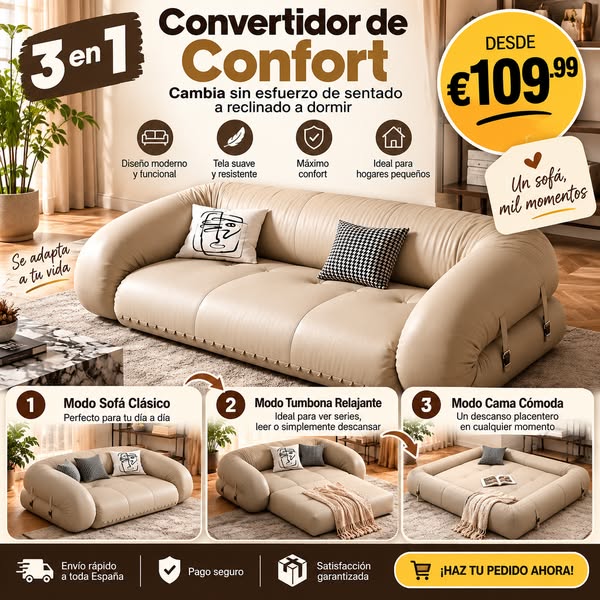 Sofá Cama 3 en 1 Plegable