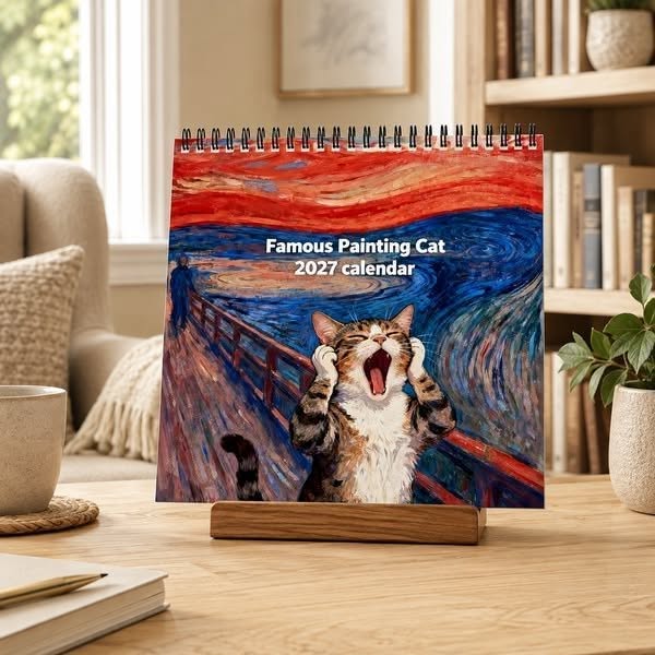 2027 Famous Painting Cat Calendar — 12 Masterpieces, One Curious Cat