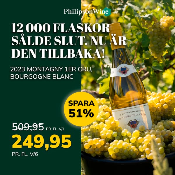 2023 Montagny 1er Cru · 249,95 kr per flaska vid 6 fl. · Fri frakt