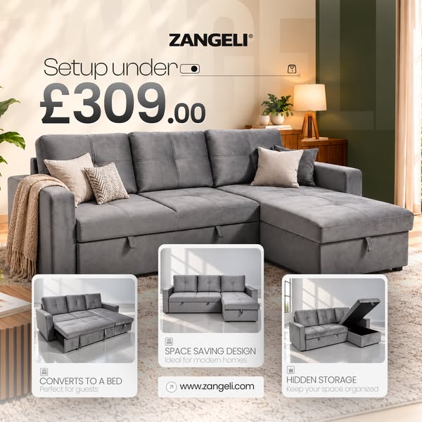 L Shape Sofa Bed – £309