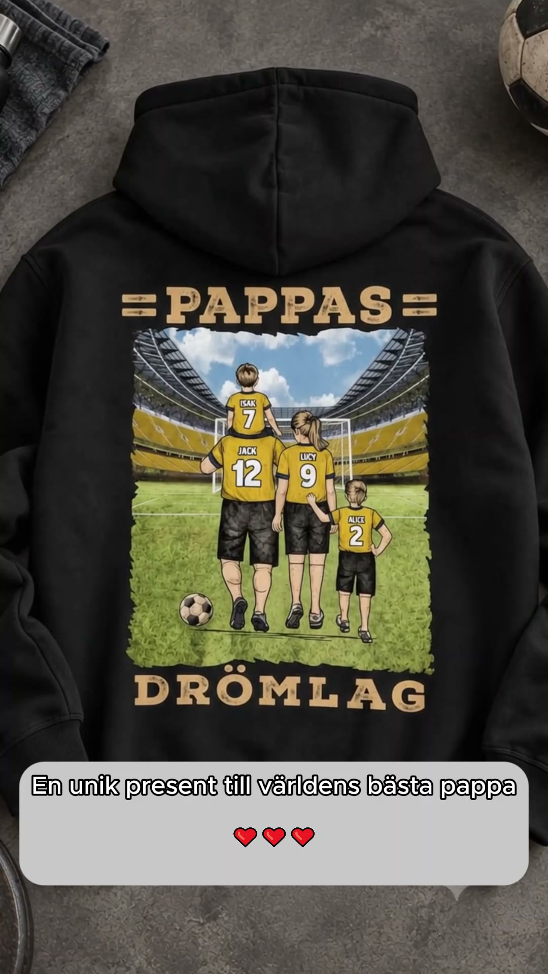 Personlig t-shirt till pappa |Personlig present till far| Pappas Fotbo