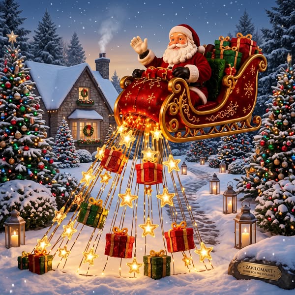 Solar Flying Santa Garden Light No Cords Needed