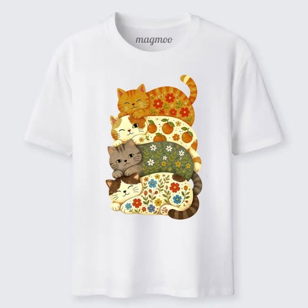 Magmoo Stacked Floral Cats Classic T-shirt