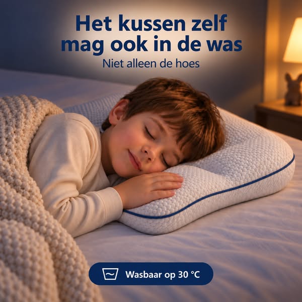 Het kussen zelf mag in de was
