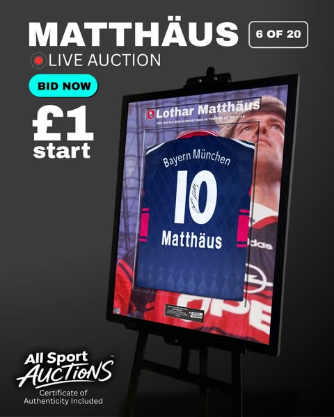 Bid on a 1997/99 Bayern Munich Shirt Signed by Matthäus