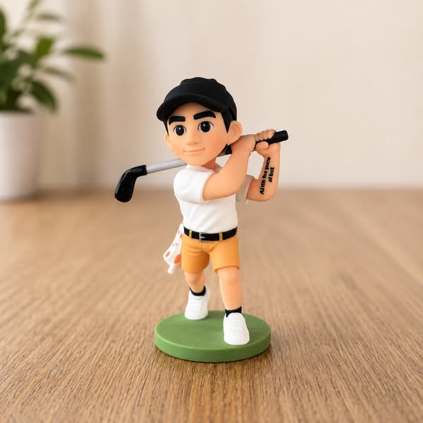 Personalized Cute 3D Photo Golf Figure