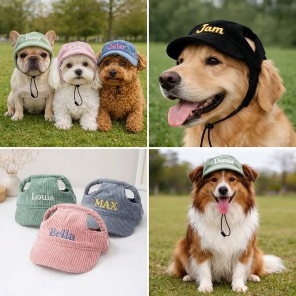 Personalized Embroidery Corduroy Adjustable Pet Pet Baseball Cap