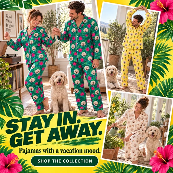 Custom pajamas featuring your pet’s portrait.