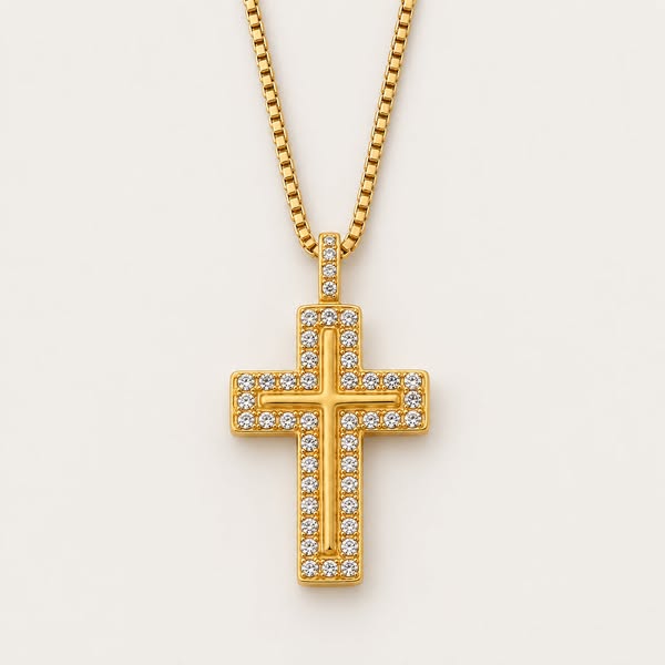 Elegant Zircon Cross Pendant Necklace