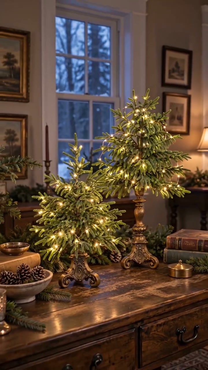 Vintage Lighted Norfolk Pine Trees