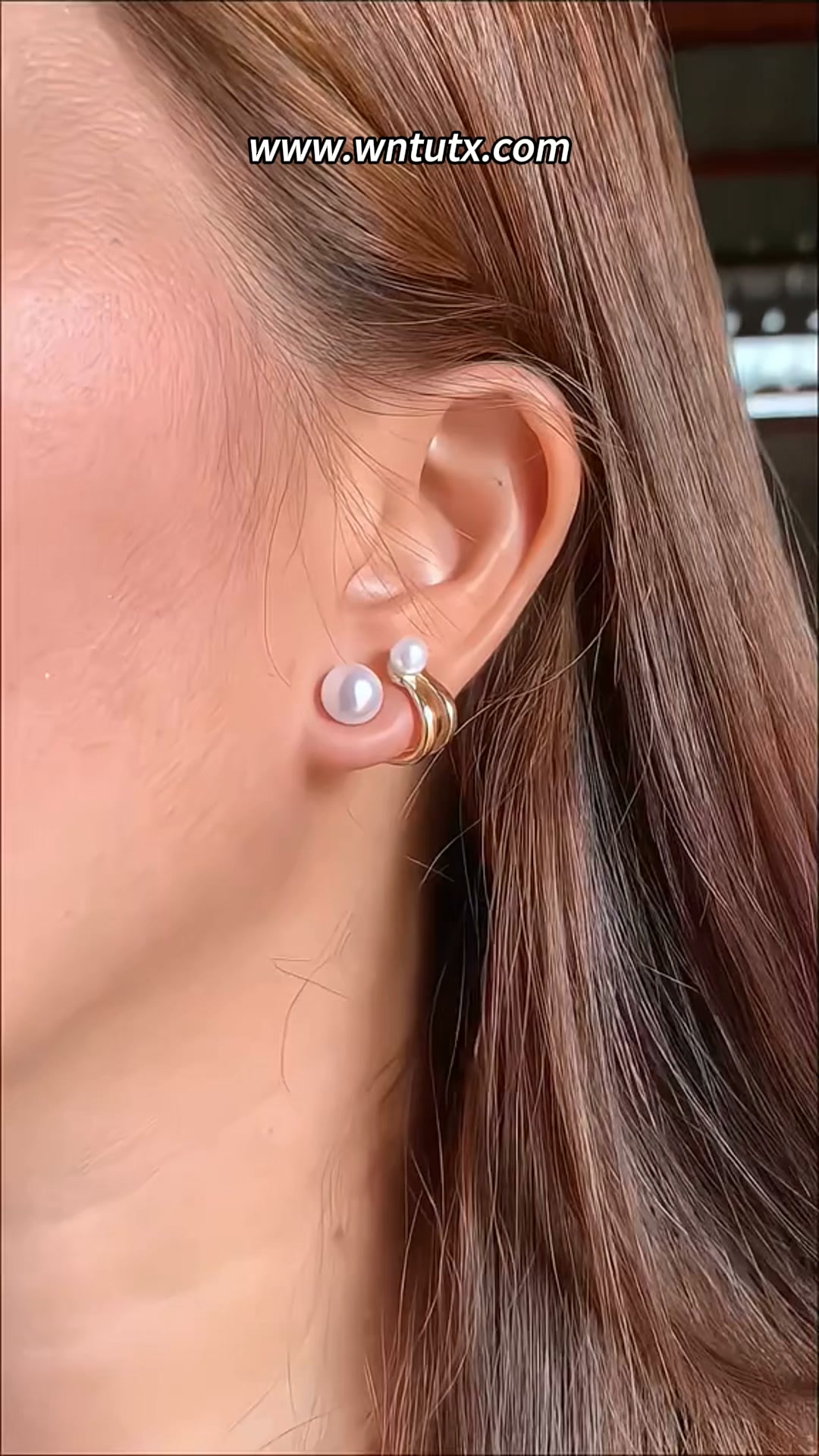 S925 Silver Double Bead Double Hoop Stud Earrings