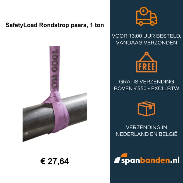 SafetyLoad Rondstrop paars, 1 ton
