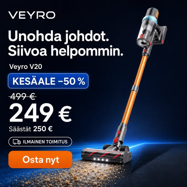 Kampanjahinta: Veyro V20 vain 249 € (norm. 499 €)