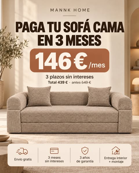 Tu sofá cama desde 146 €/mes