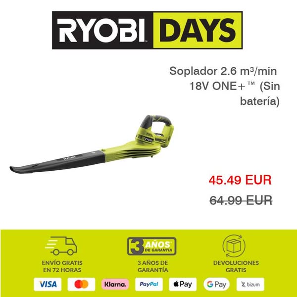 Soplador 2.6 m³/min 18V ONE+™ (Sin batería)