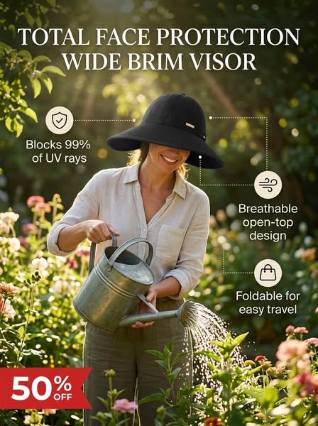 Women's Wide Brim Sun Visor Hat