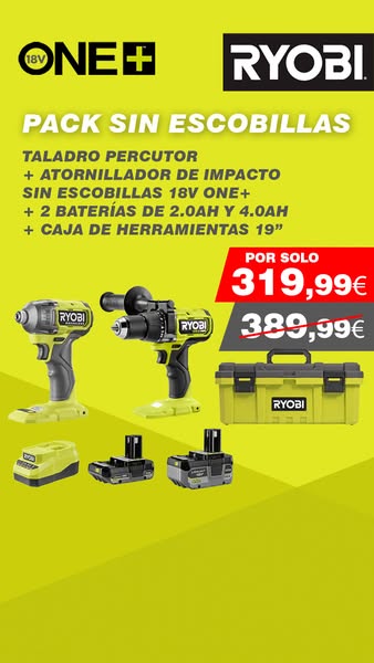 Pack de 2 herramientas + 2 baterías + Cargador + Caja de Herramientas