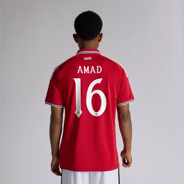 Manchester United 26/27 Home Jersey with Amad 16 UCL Printing & Badge