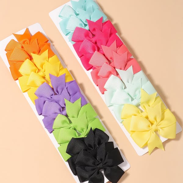 bilicaca 20pcs Multicolor Bow Hair Clip Children's Hair Bows Clips Princess Plain Polyester Casual Toddler Girls Kids Accessories