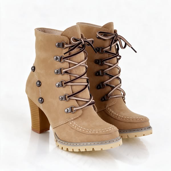 Lug Sole Block Heel Boots, Now on Sale