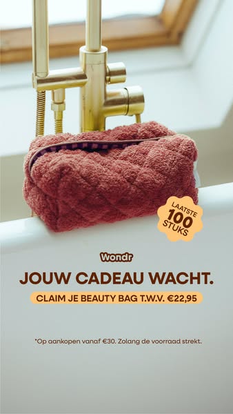 Gratis beauty bag bij je eerste aankoop.