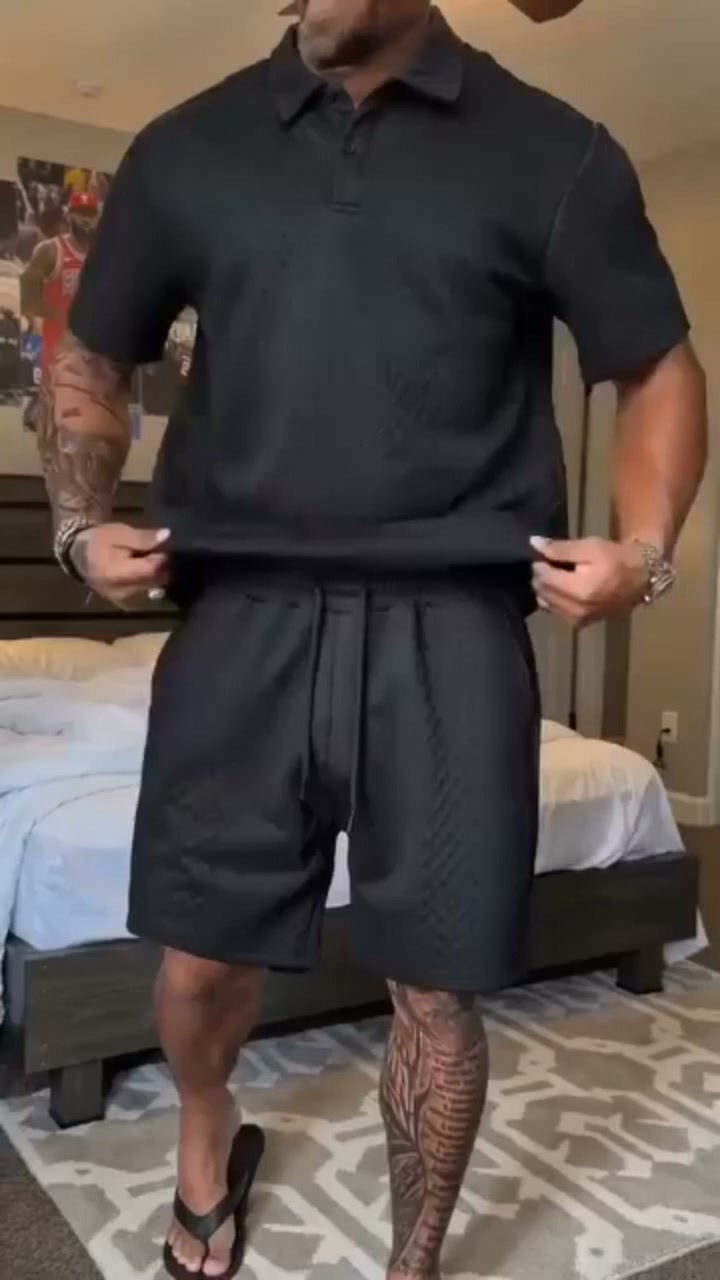 Men's 2 Pieces Casual Polo Shirt and Shorts Set
