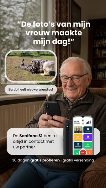 Opa stuurt nu foto's van de honden