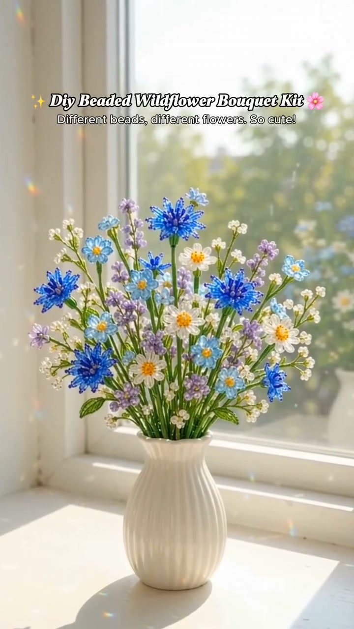 DIY Beaded Wildflower Bouquet Kit – Handmade Crystal Flower Craft Set