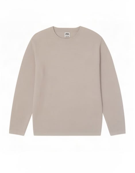 Zara Mens Crew Neck Jumper Sweater Medium Grey Cotton