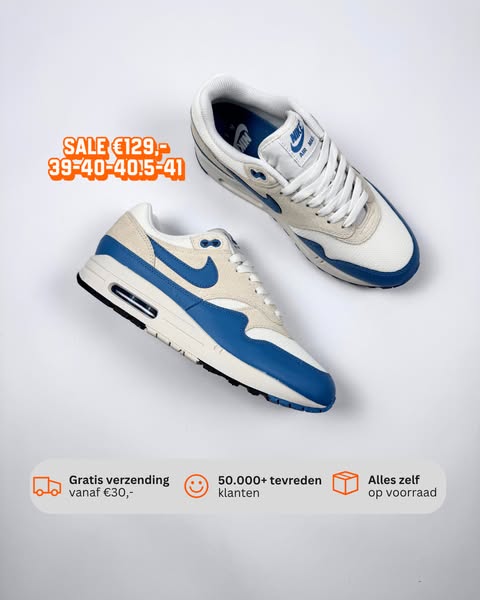 €129 i.p.v. €179 · laatste maten