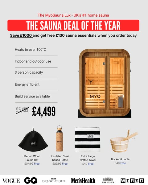 + FREE £130 SAUNA GIFT SET
