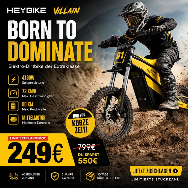 Heybike Villain für 249 € – endet in 24 Std.