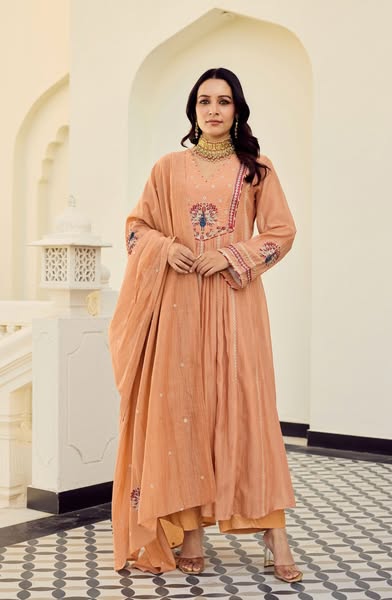 Orange Chanderi Silk Anarkali