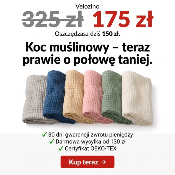 Koc muślinowy z bawełny