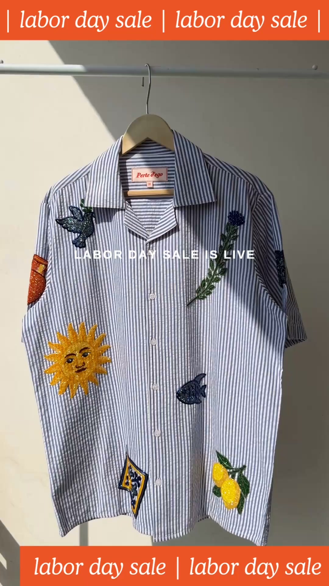 "Postcards From Sicily" hand embroidered Shirt