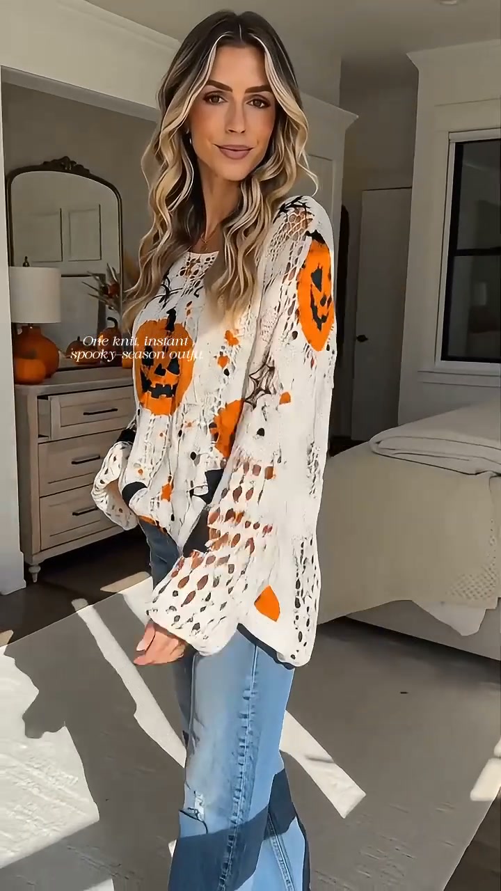 Cozy Fall Printed Knit Pullover