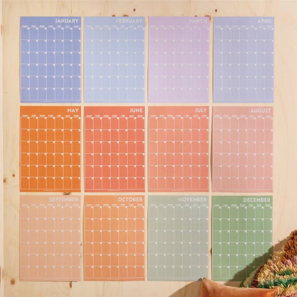 Large Monthly Undated A3 Wall Planner | 12 Pages | Peachy Hues