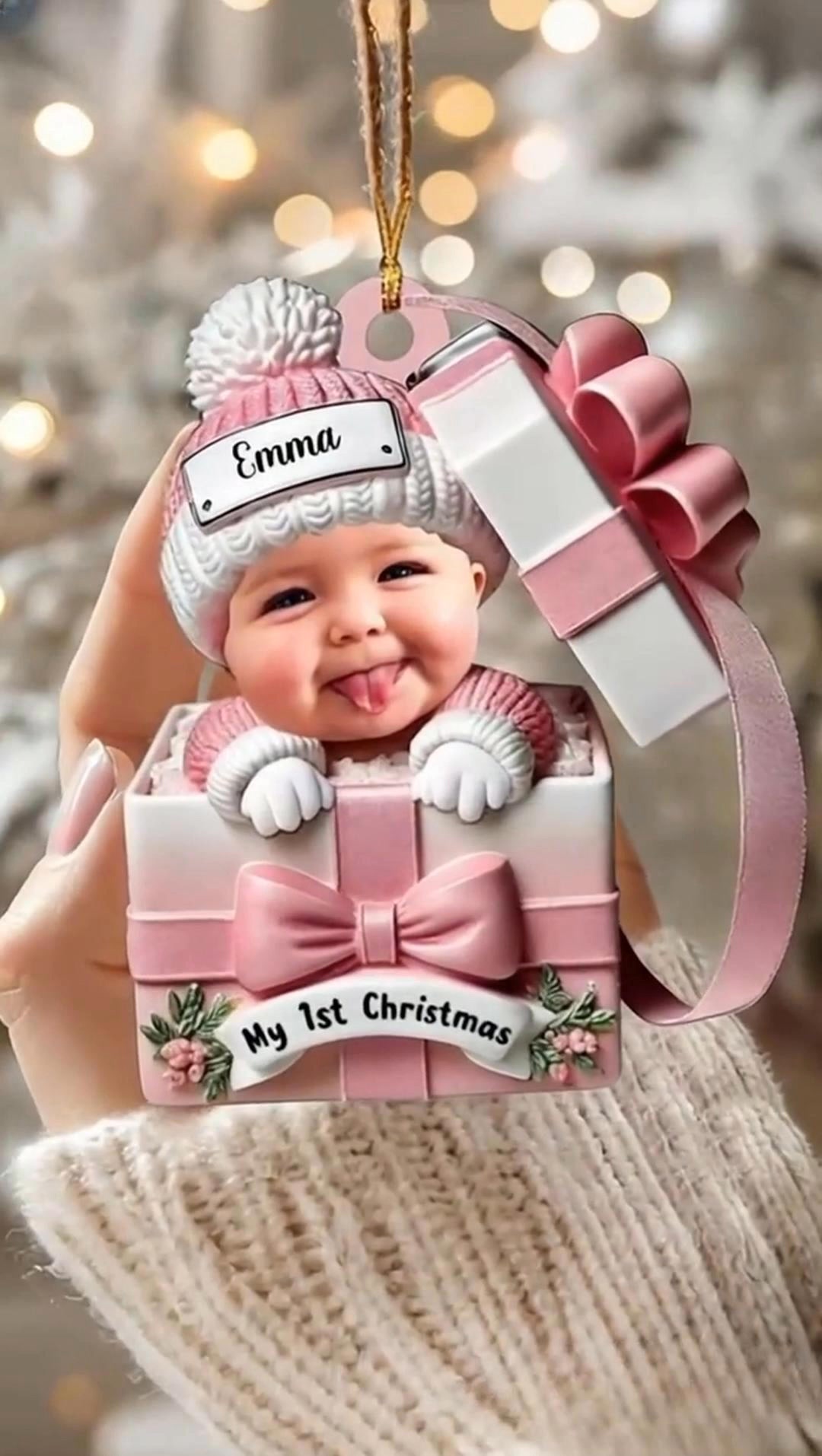 Baby Inside Gift Box - Personalized Custom Acrylic Ornament