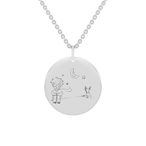 Platinanhänger Der Kleine Prinz mit Fuchs und Gravur