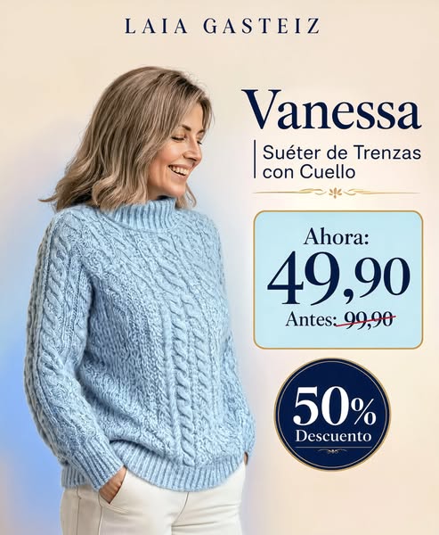 Vanessa | Suéter de Trenzas con Cuello