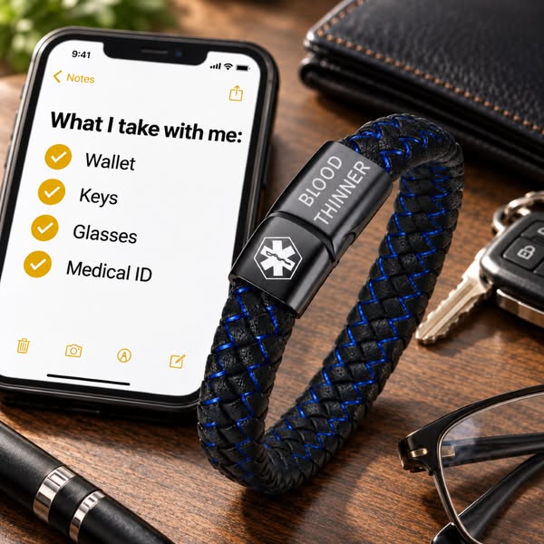 Men’s Blood Thinner Medical Alert Bracelet