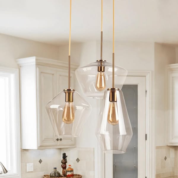 Modern Brass Geometric Glass Kitchen Pendant lighting| Thehouselights